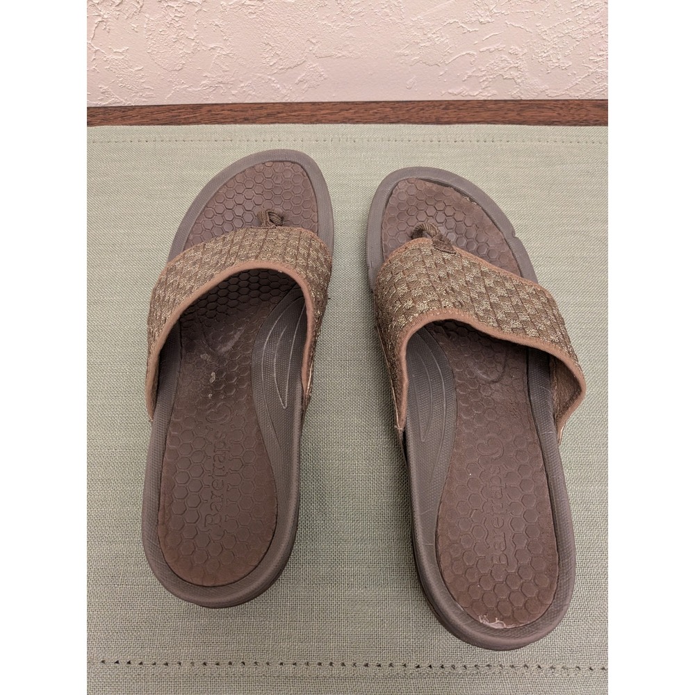 Baretraps Casie Womens 8.5 M Bronze Metallic Woven Thong Sandals